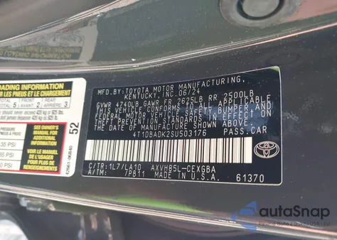 2025 Toyota Camry Xle из США, поврежденный, VIN 4T1DBADK2SU503176